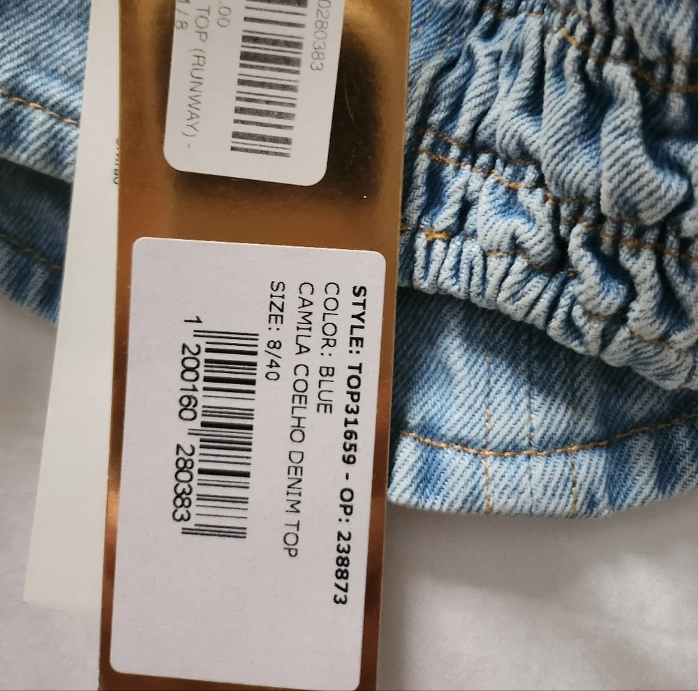NEW PatBO Camila Coelho Denim Top - Picture 12 of 14